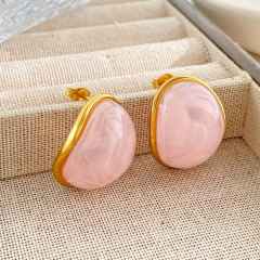 Geometric Round Earrings colorful resin stainless steel earrings