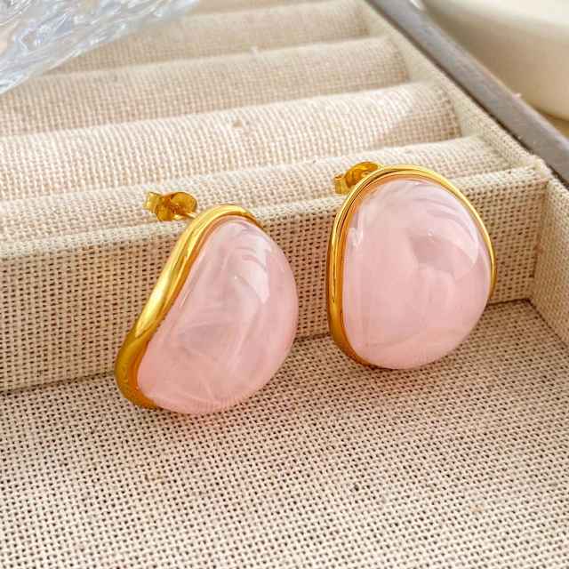 Geometric Round Earrings colorful resin stainless steel earrings