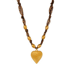 Leopard pattern fabric chain stainless steel bead pendant necklace cow head pendant necklace