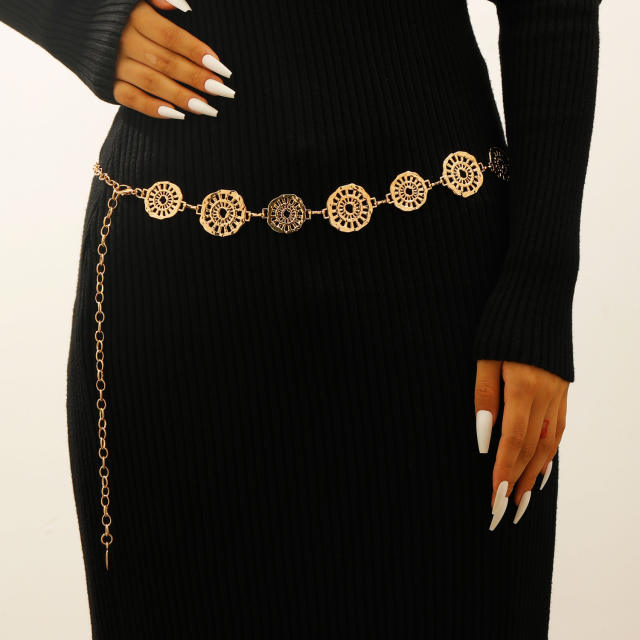 Retro Versatile Casual Waist chain Dress Denim with Waist Chain Bohemian Ethnic Style Heart Tassel Belt