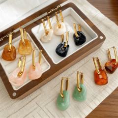 Popular Colorful Resin Geometric Earrings for Women stainless steel earrings