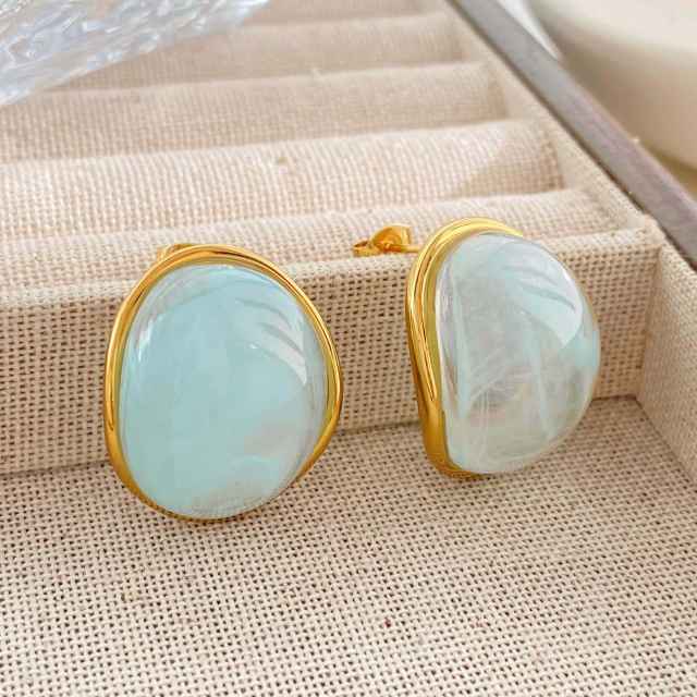 Geometric Round Earrings colorful resin stainless steel earrings