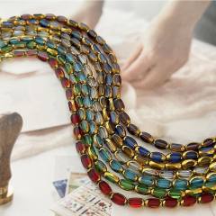 Luxury colorful Artificial crystal stainless steel necklace choker necklace