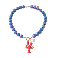 Summer vacation colorful resin acrylic ball bead enamel pendant necklace