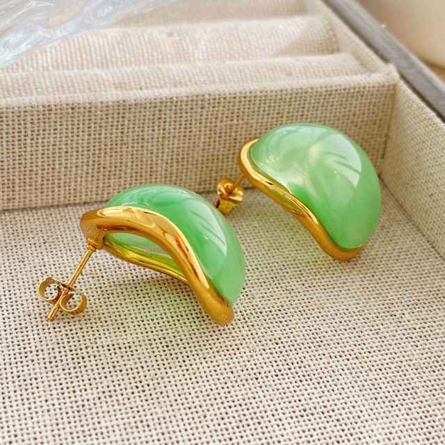 Geometric Round Earrings colorful resin stainless steel earrings