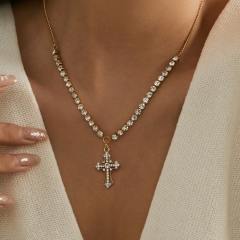 New stainless steel necklace diamond cross pendant necklace
