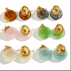 Color Gradient Resin Earrings geometric stainless steel earrings