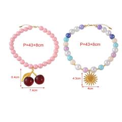 Sweet colorful acrylic resin bead chain stainless steel pendant necklace