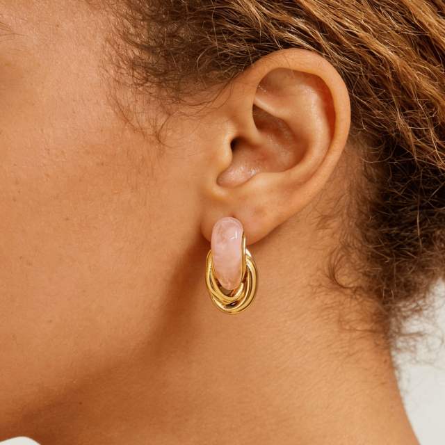 French Retro Twist Earrings colorful acrylic resin stainless steel earrings