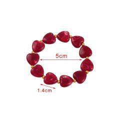 Colorful Resin Heart stainless Steel Beaded Bracelet Jewelry for Women
