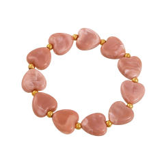 Colorful Resin Heart stainless Steel Beaded Bracelet Jewelry for Women
