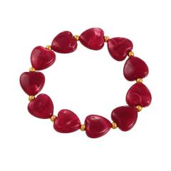 Colorful Resin Heart stainless Steel Beaded Bracelet Jewelry for Women
