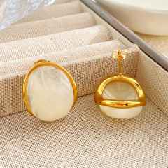 Geometric Round Earrings colorful resin stainless steel earrings