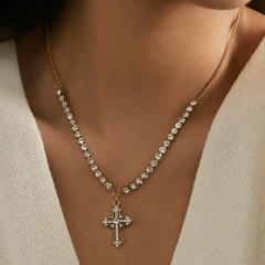 New stainless steel necklace diamond cross pendant necklace