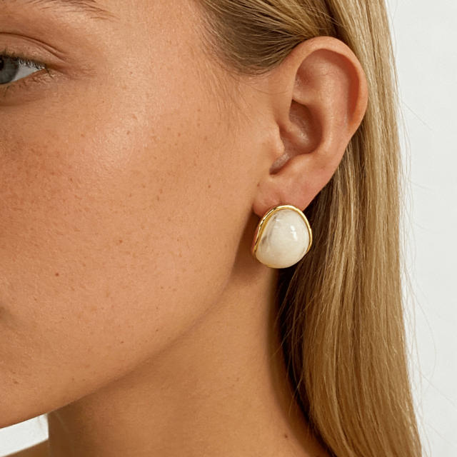 Geometric Round Earrings colorful resin stainless steel earrings