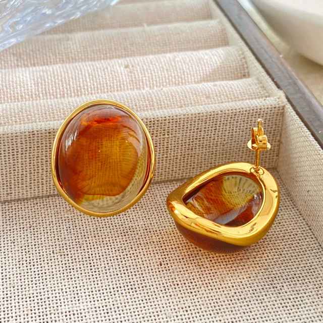 Geometric Round Earrings colorful resin stainless steel earrings