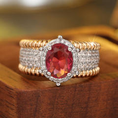 Two-Tone Metal Edge-Inlaid Ring for Women vintage diamond rings