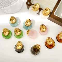 Color Gradient Resin Earrings geometric stainless steel earrings