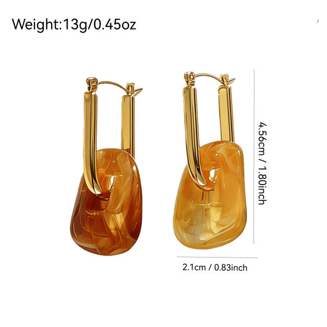 Popular Colorful Resin Geometric Earrings for Women stainless steel earrings