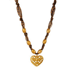 Leopard pattern fabric chain stainless steel bead pendant necklace cow head pendant necklace