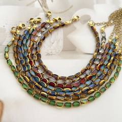 Luxury colorful Artificial crystal stainless steel necklace choker necklace