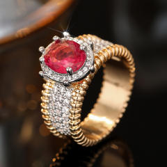 Two-Tone Metal Edge-Inlaid Ring for Women vintage diamond rings
