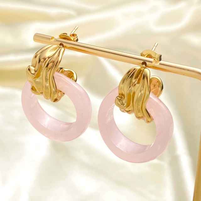 French-Style Vintage Resin Hoop Earrings stainless steel earrings