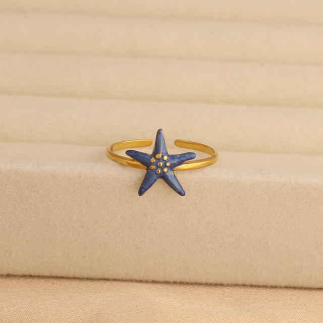 New Oil-Dropping Stainless Steel Rings for Women adjustable starfish evil eye rings
