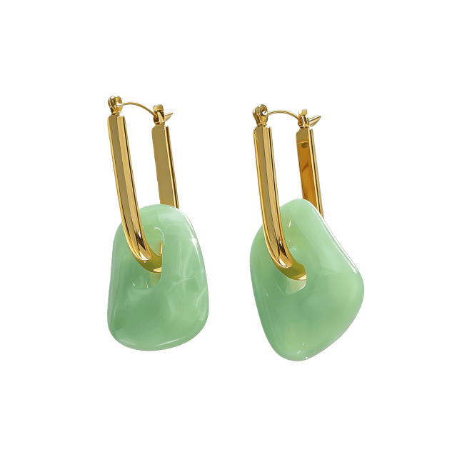 Popular Colorful Resin Geometric Earrings for Women stainless steel earrings