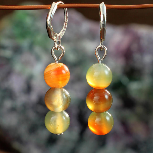 Bohemian Style Natural Stone Earrings for Women Colorful Agate Earrings