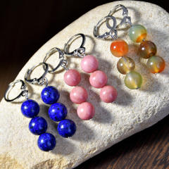 Bohemian Style Natural Stone Earrings for Women Colorful Agate Earrings