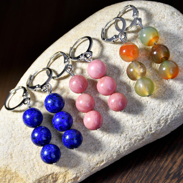 Bohemian Style Natural Stone Earrings for Women Colorful Agate Earrings