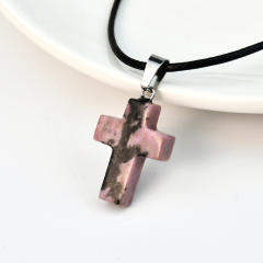 Fashion Cross Agate Pendant Necklace