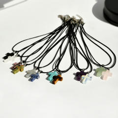 Fashion Cross Agate Pendant Necklace