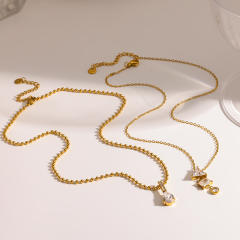 Dainty geometric diamond pendant stainless steel necklace