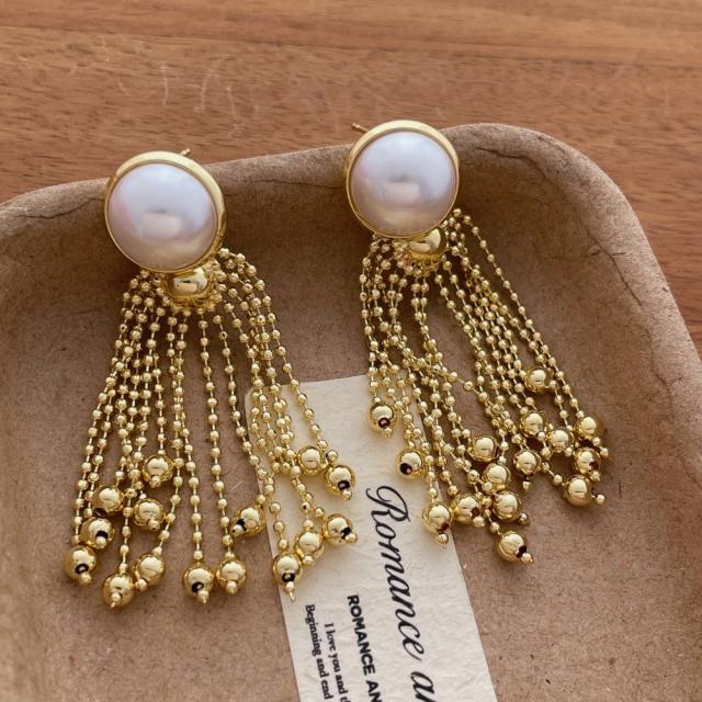 New Chinese-Style Retro Pearl Tassel Earrings