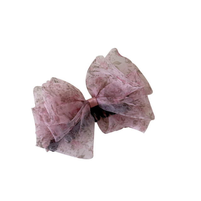 Fairy Organza Floral Bow Hair Clip for Women