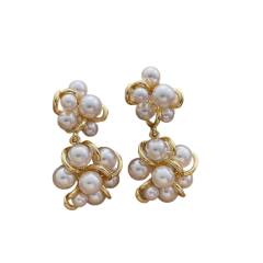 Retro Entwined Pearl Earrings for Women