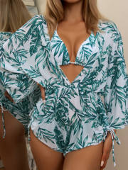 New Bikini Three-piece Swimsuit set for Women Loose Sexy Mesh Split Swimsuit