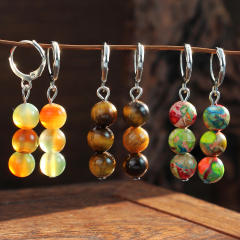 Bohemian Style Natural Stone Earrings for Women Colorful Agate Earrings