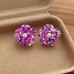 French trend seed bead flower earrings for women