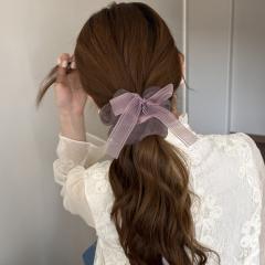 Korean fashion mesh scrunchies hair ties with pearl bow