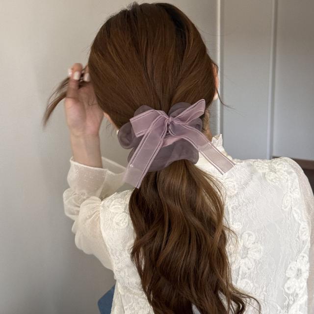 Korean fashion mesh scrunchies hair ties with pearl bow