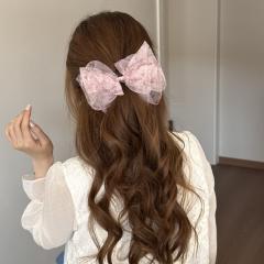 Fairy Organza Floral Bow Hair Clip for Women