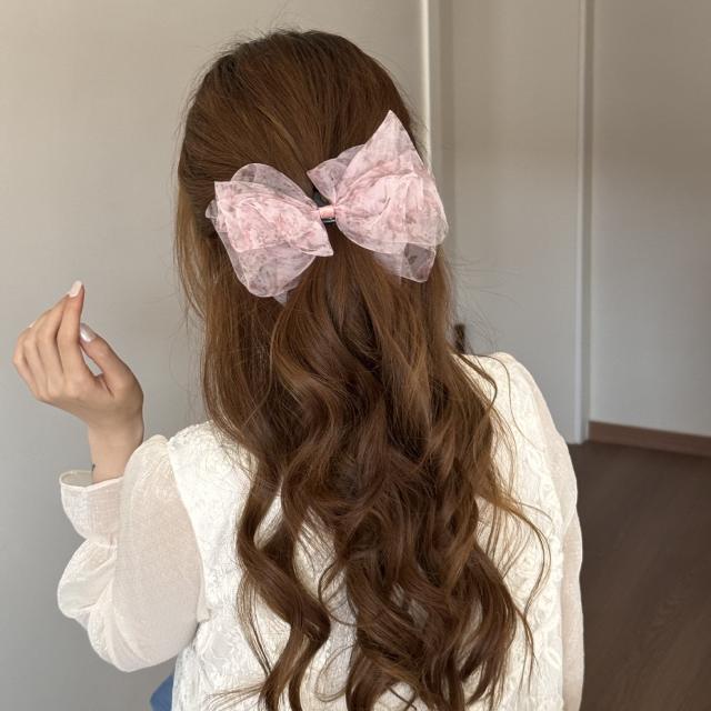 Fairy Organza Floral Bow Hair Clip for Women