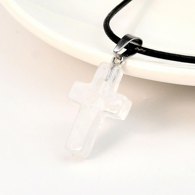 Fashion Cross Agate Pendant Necklace