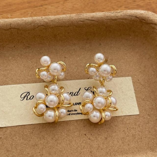 Retro Entwined Pearl Earrings for Women