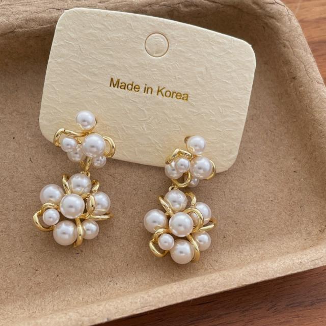 Retro Entwined Pearl Earrings for Women
