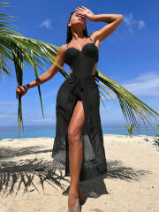 New Casual Tight Swimsuit Women's Skirt Sexy one piece Swimsuit set