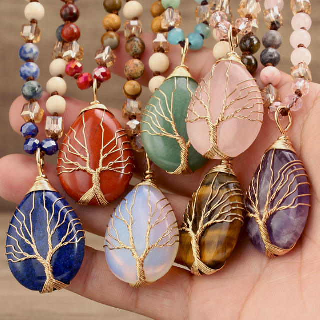 Best-Selling Tree of Life Water Drop Pendant Necklace for Women